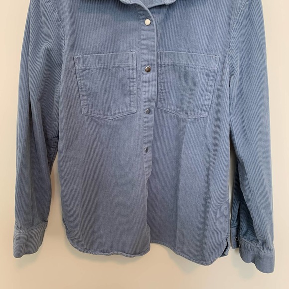 Divided H&M Shacket Shirt Jacket Size XS Long Sleeve Light Blue Solid Snap-front - Picture 4 of 15